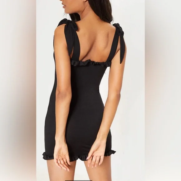 PrettyLittleThing Black Frill Mini Dress | Size 2 | NWT - Picture 4 of 10